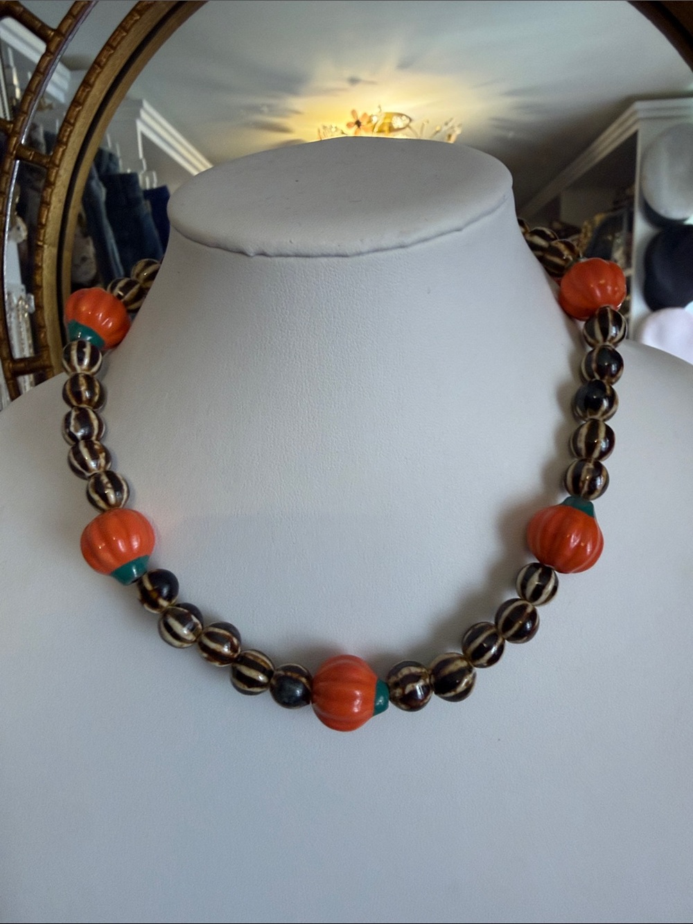 Audrey Limoges Collection Pumpkin Necklce 16"